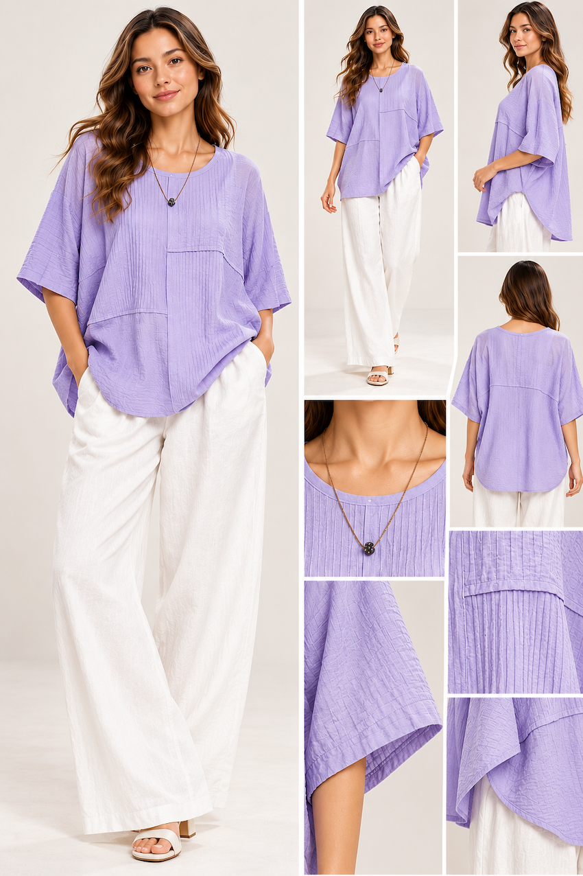 Lavender Textured Blouse Style Collage